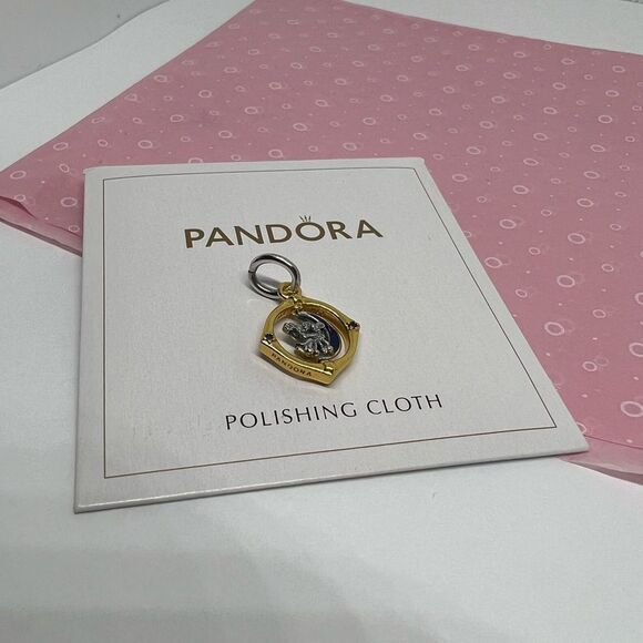 Pandora Mickey Mouse & Minnie Mouse Two-tone Spinning Moon Dangle Charm - Picture 5 of 6